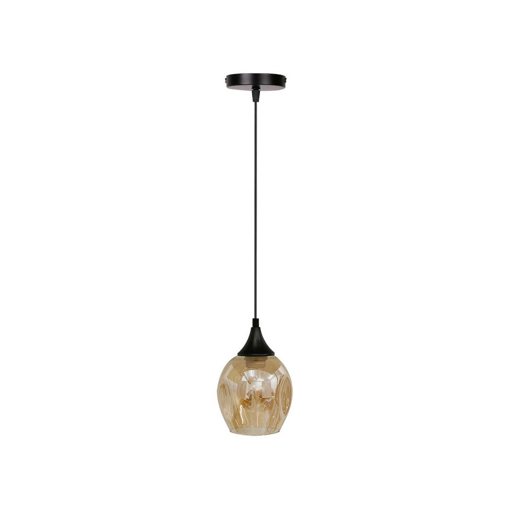 Černé závěsné svítidlo se skleněným stínidlem ø 14 cm Aspa – Candellux Lighting Candellux Lighting