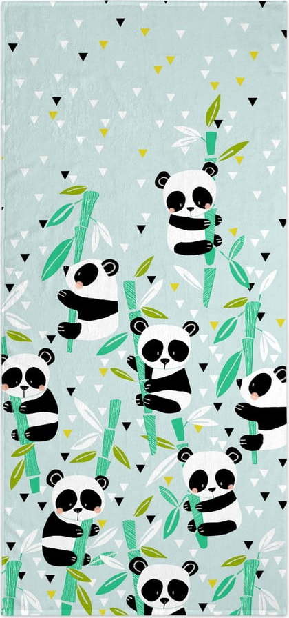 Světle zelená dětská osuška 150x70 cm Panda – Moshi Moshi Moshi Moshi