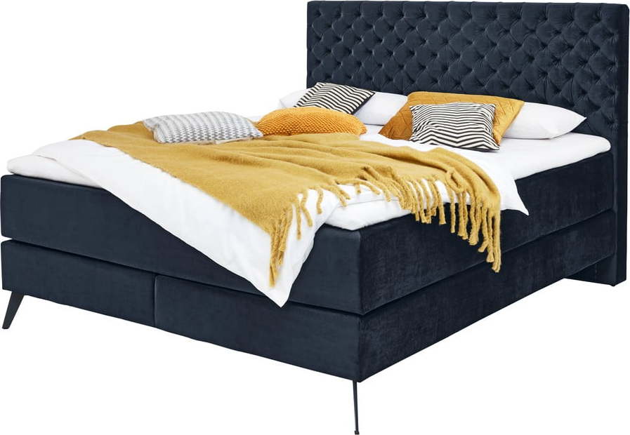 Tmavě modrá boxspring postel 200x200 cm La Maison – Meise Möbel Meise Möbel