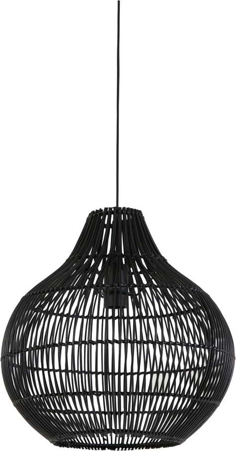 Černé stropní svítidlo s ratanovým stínidlem ø 40 cm Pacino – Light & Living Light & Living