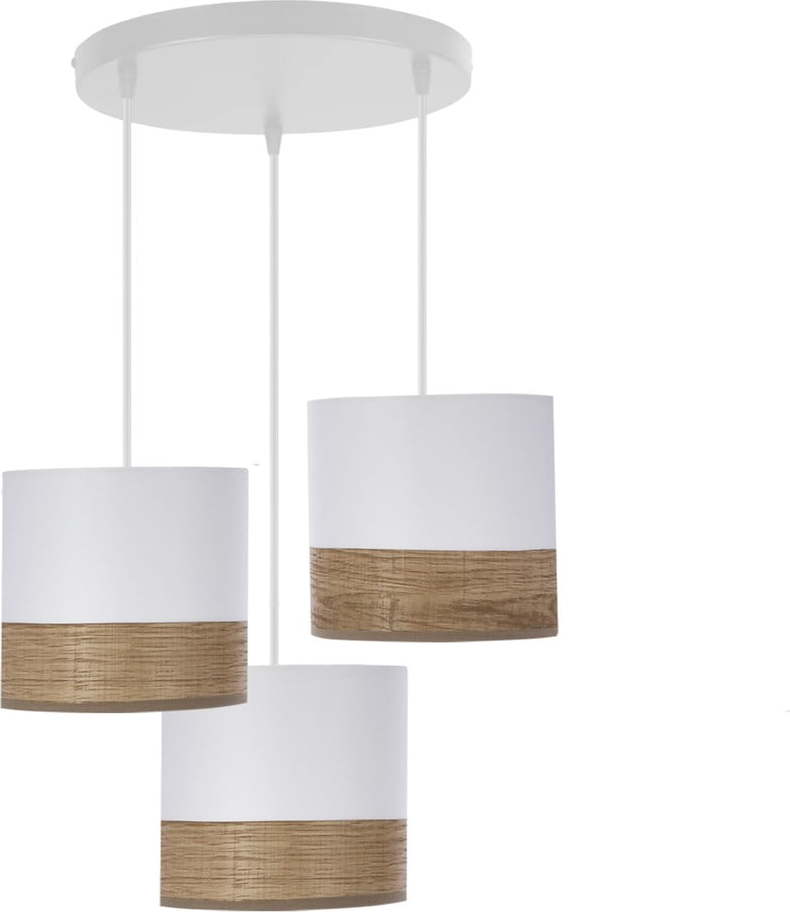 Bílé závěsné svítidlo se stínidlem z dýhy a textilu ø 15 cm Bianco – Candellux Lighting Candellux Lighting