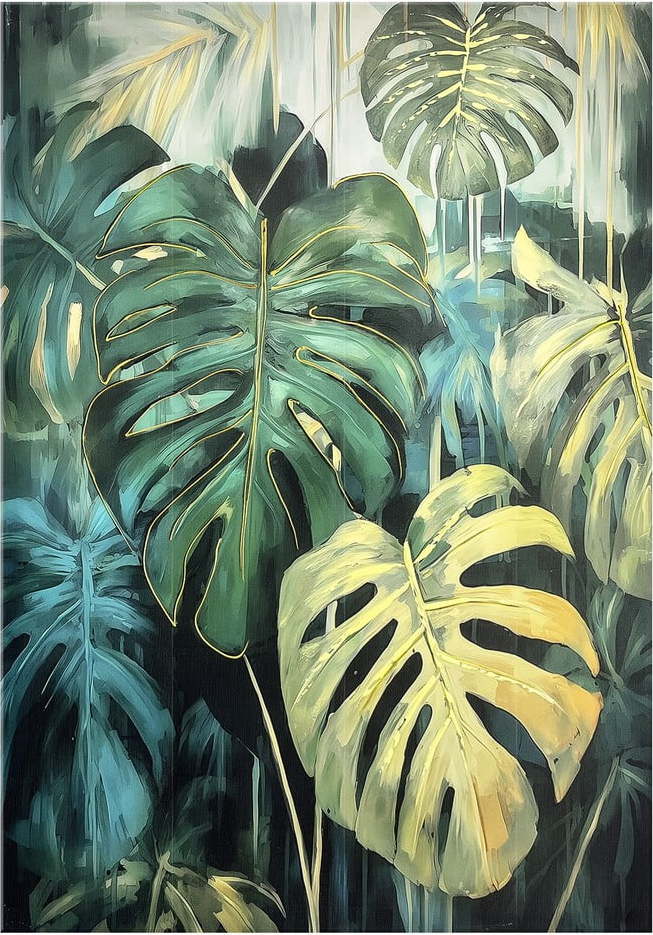 Obraz s ručně malovanými prvky 70x100 cm Monstera – Styler Styler