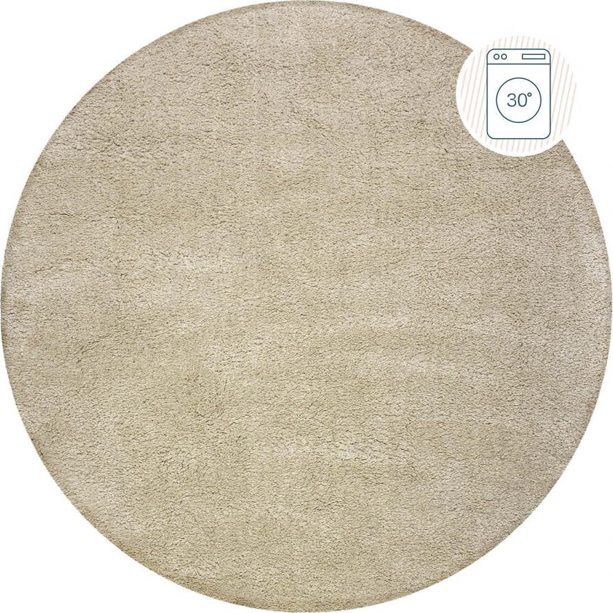 Béžový pratelný kulatý koberec z recyklovaných vláken 180x180 cm Fluffy – Flair Rugs Flair Rugs