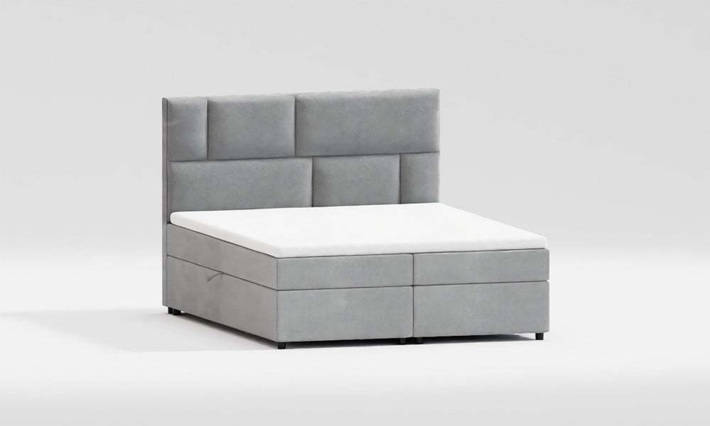 Světle šedá boxspring postel s úložným prostorem 200x200 cm Lola – Ropez Ropez