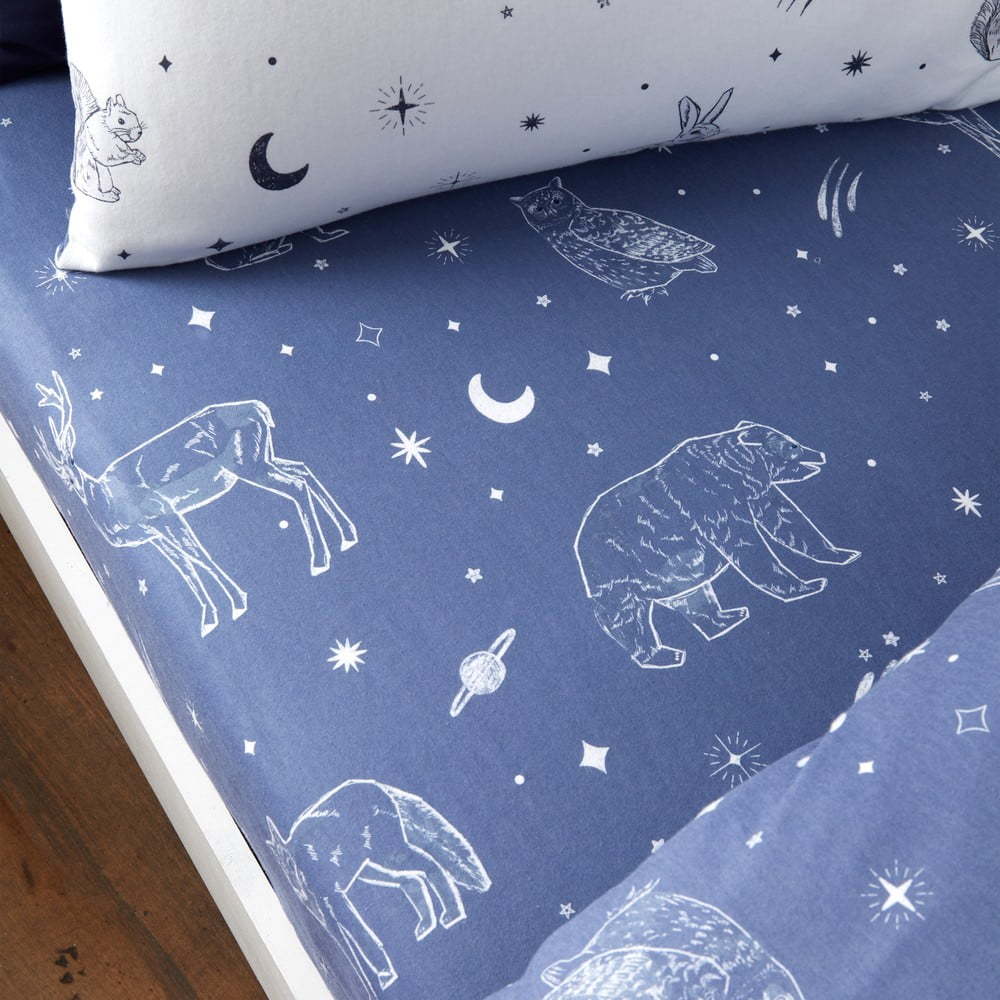 Napínací flanelové dětské prostěradlo 90x190 cm Starlight Animals – Bianca Bianca