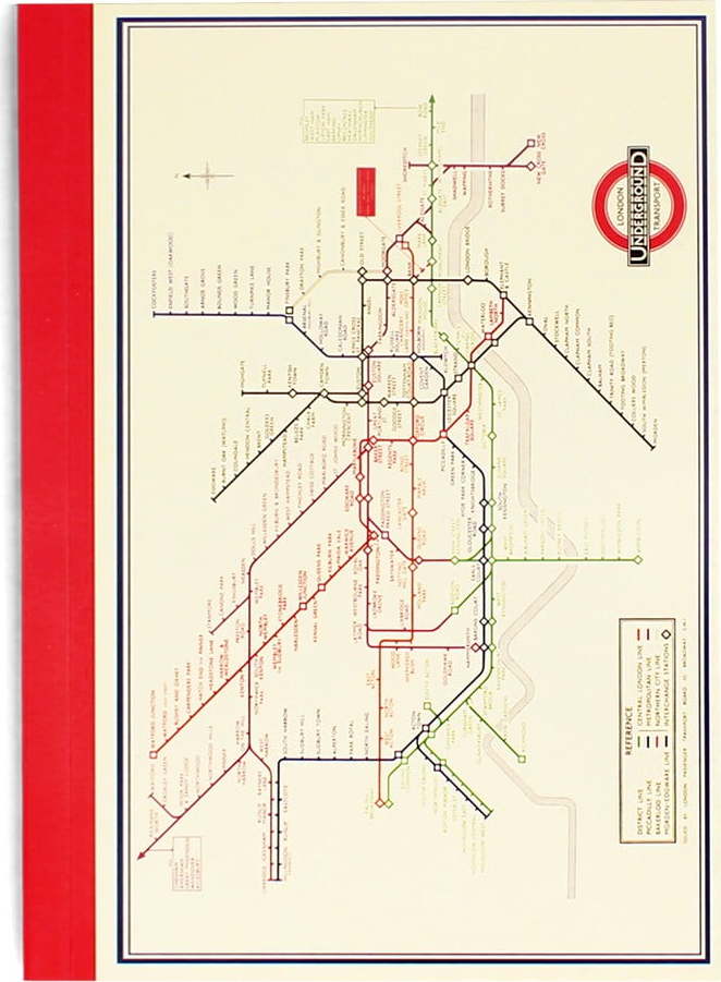 Zápisník 60 str. formát A6 Heritage Tube Map – Rex London Rex London